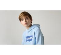 Kapuzensweatshirt LEVI'S KIDS "LVB BATWING PULLOVER HOODIE", Jungen, Gr. 14 (164), blau (chambray blau levi's), Sweatware, Obermaterial: 60% Baumwolle, 40% Polyester, Basic schmal hüftlang, Rippbündch