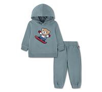 Kapuzensweatshirt LEVI'S KIDS "LVB BEAR KNIT SET", Jungen, Gr. 24M (92), blau (stormy sea), Sweatware, Obermaterial: 60% Baumwolle, 40% Polyester, unifarben, bequem normal, Rundhals, elastischer Bund,