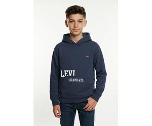 Kapuzensweatshirt LEVI'S KIDS "LVB CUTOFF LEVI'S HOODIE", Jungen, Gr. 16 (176), blau (big dipper), Sweatware, Obermaterial: 60% Baumwolle, 40% Polyester, bedruckt, regular fit normal, ohne Ausschnitt,