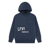 Kapuzensweatshirt LEVI'S KIDS "LVB CUTOFF LEVI'S HOODIE", Jungen, Gr. 8 (128), blau (big dipper), Sweatware, Obermaterial: 60% Baumwolle, 40% Polyester, bedruckt, regular fit normal, ohne Ausschnitt, 