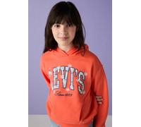 Kapuzensweatshirt LEVI'S KIDS "LVG LOGO HOODIE", Mädchen, Gr. 10 (140), hot coral, Sweatware, Obermaterial: 60% Baumwolle, 40% Polyester, bestickt, lässig geschnitten hüftbedeckend, Rundhals, mit Schl