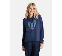 Kapuzensweatshirt LIEBLINGSSTÜCK "CyrenaL", Damen, Gr. XXL, navy, Sweatware, Obermaterial: 100% Baumwolle, bedruckt, bestickt, unifarben, hüftlang, hoch geschlossener Ausschnitt, Rippbündchen, Sweatsh