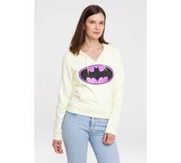 Kapuzensweatshirt LOGOSHIRT "Batman-Logo", Damen, Gr. L, gelb (hellgelb), 70% Baumwolle, 30% Polyester, unifarben, normal, ohne Ausschnitt, Sweatshirts, mit lizenziertem Print (31675067-L) hellgelb