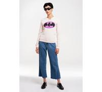 Kapuzensweatshirt LOGOSHIRT "Batman-Logo", Damen, Gr. L, weiß (altweiß), 70% Baumwolle, 30% Polyester, unifarben, normal, ohne Ausschnitt, Sweatshirts, mit lizenziertem Print (18028347-L) altweiß