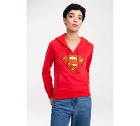 Kapuzensweatshirt LOGOSHIRT "DC Comics - Superman", Damen, Gr. L, rot, 70% Baumwolle, 30% Polyester, unifarben, normal, ohne Ausschnitt, Sweatshirts, mit lizenziertem Print (39636203-L) rot