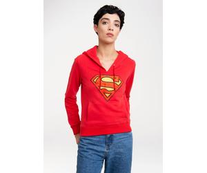 Kapuzensweatshirt LOGOSHIRT "DC Comics - Superman", Damen, Gr. M, rot, 70% Baumwolle, 30% Polyester, unifarben, normal, ohne Ausschnitt, Sweatshirts, mit lizenziertem Print (39636203-M) rot