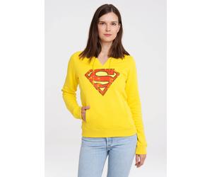Kapuzensweatshirt LOGOSHIRT "DC Comics - Superman", Damen, Gr. S, gelb, 70% Baumwolle, 30% Polyester, unifarben, normal, ohne Ausschnitt, Sweatshirts, mit lizenziertem Print (39308914-S) gelb