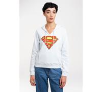 Kapuzensweatshirt LOGOSHIRT "DC Comics - Superman", Damen, Gr. XL, blau (hellblau), 70% Baumwolle, 30% Polyester, unifarben, normal, ohne Ausschnitt, Sweatshirts, mit lizenziertem Print (89569026-XL) 