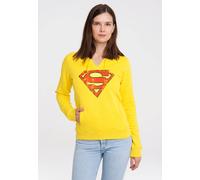Kapuzensweatshirt LOGOSHIRT "DC Comics - Superman", Damen, Gr. XS, gelb, 70% Baumwolle, 30% Polyester, unifarben, normal, ohne Ausschnitt, Sweatshirts, mit lizenziertem Print (39308914-XS) gelb