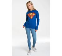Kapuzensweatshirt LOGOSHIRT "DC - Superman Logo", Damen, Gr. S, blau, 80% Baumwolle, 20% Polyester, unifarben, normal, ohne Ausschnitt, Sweatshirts, mit Superhelden-Print (29475107-S) blau