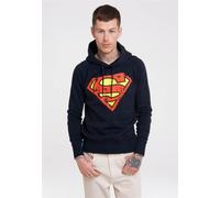 Kapuzensweatshirt LOGOSHIRT "DC - Superman Logo", Herren, Gr. XS, blau (dunkelblau), 80% Baumwolle, 20% Polyester, unifarben, normal, ohne Ausschnitt, Sweatshirts, mit Superhelden-Print (89279635-XS)