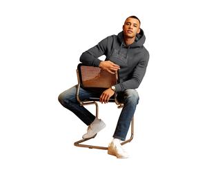 Kapuzensweatshirt LONSDALE "GOSPORT", Herren, Gr. 3XL, grau (anthrazit, schwarz), angeraute Sweatware, Obermaterial: 60% Baumwolle, 40% Polyester, schmal kurz, Rippbündchen, Sweatshirts (46351527-XXXL