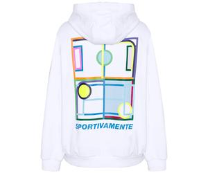 Kapuzensweatshirt LOTTO, Herren, Gr. M (48/50), weiß (hellweiß), 80% Cotton, 20% Polyester, bedruckt, ohne Ausschnitt, Umschlagrippbund, Sweatshirts, - mit plakativem Rückenprint (56191066-M) hellweiß