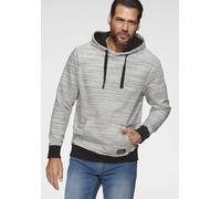 Kapuzensweatshirt MAN'S WORLD, Herren, Gr. M (48/50), grau (grau, weiß), angeraute Sweatware, Obermaterial: 85% Baumwolle, 15% Polyester. Kapuzenfutter: 100% Baumwolle, meliert, normal, Rippbündchen k