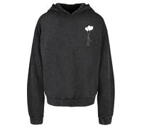 Kapuzensweatshirt MERCHCODE "Merchcode Love In The Air Acid Washed Oversize Hoody", Herren, Gr. XS, schwarz, 100% Baumwolle, bedruckt, Rundhals, Sweatshirts (40139151-XS) schwarz