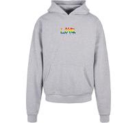 Kapuzenpullover MERCHCODE "Merchcode Love TeddyOversized Hoody", Herren, Gr. XL, grau, 100% Baumwolle, mehrfarbig, oversize, ohne Ausschnitt, Pullover Kapuzenpullover (60657152-XL) grau