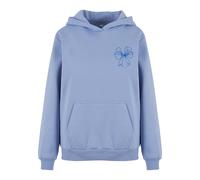 Kapuzenpullover MISS TEE "Miss Tee Good Vibes Bow Ladies Fluffy Hoody", Damen, Gr. XS, powderblau, 70% Baumwolle, 30% Polyester, mehrfarbig, loose fit, ohne Ausschnitt, Pullover Kapuzenpullover (35321