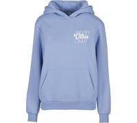 Kapuzensweatshirt MISS TEE "Miss Tee Good Vibes Ladies Fluffy Hoody", Damen, Gr. L, blau (powderblau), 70% Baumwolle, 30% Polyester, bedruckt, Rundhals, Sweatshirts (82118830-L) powderblau