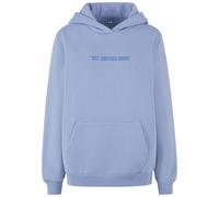 Kapuzensweatshirt MISS TEE "Miss Tee Just Another EMB Fluffy Hoody", Damen, Gr. L, blau (powderblau), 100% Baumwolle, unifarben, Rundhals, Sweatshirts (13659547-L) powderblau