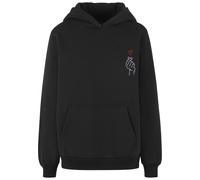 Kapuzensweatshirt MISS TEE "Miss Tee K Heart EMB Fluffy Hoody", Damen, Gr. S, schwarz, 100% Baumwolle, mehrfarbig, normal, ohne Ausschnitt, Sweatshirts (60442115-S) schwarz
