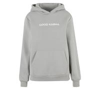 Kapuzensweatshirt MISS TEE "Miss Tee Karma Butterfly Ladies Fluffy Hoody", Damen, Gr. S, grau (lightasphalt), 70% Baumwolle, 30% Polyester, bedruckt, Rundhals, Sweatshirts (78313762-S) lightasphalt
