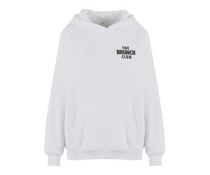 Kapuzensweatshirt MISS TEE "Miss Tee The Brunch Club Ladies Fluffy Hoody", Damen, Gr. L, weiß, 70% Baumwolle, 30% Polyester, bedruckt, Rundhals, Sweatshirts (74701749-L) weiß