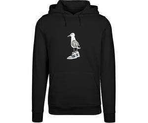 Kapuzensweatshirt MISTERTEE "MisterTee Herren Seagull Sneakers Hoody", Herren, Gr. M, schwarz, 65% Baumwolle, 35% Polyester, bedruckt, Rundhals, Sweatshirts (87543901-M) schwarz