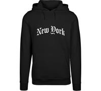 Kapuzensweatshirt MISTERTEE "MisterTee New York Wording Hoody", Herren, Gr. L, schwarz, 65% Baumwolle, 35% Polyester, bedruckt, Sweatshirts (96996551-L) schwarz