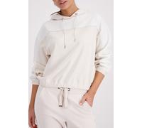Kapuzensweatshirt MONARI "Sweatshirt Colorblock + Schmuck", Damen, Gr. 40, beige, Sweatware, Obermaterial: 55% Polyester, 38% Viskose, 7% Elasthan, unifarben, regular fit taillenbedeckt, Rundhals, ein