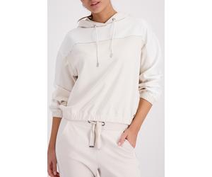 Kapuzensweatshirt MONARI "Sweatshirt Colorblock + Schmuck", Damen, Gr. 44, beige, Sweatware, Obermaterial: 55% Polyester, 38% Viskose, 7% Elasthan, unifarben, regular fit taillenbedeckt, Rundhals, ein