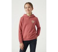 Kapuzensweatshirt NAME IT "NKFBIANA LS SWE WH BRU BOX PS", Mädchen, Gr. 158/164, rosa (spiced coral), angeraute Sweatware, Obermaterial: 60% Baumwolle, 40% Polyester, unifarben, normal normal, Rundhal