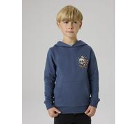 Kapuzensweatshirt NAME IT "NKMBASTIAN LS SWE WH BRU BOX PS NOOS", Herren, Gr. 116, vintage indigo, Sweatware, Obermaterial: 100% Baumwolle, bedruckt, unifarben, Basic normal, Rundhals, Rippstrickbündc