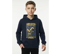 Kapuzensweatshirt NAME IT "NKMVELTEN LS RLX SWEAT WH UNB", Jungen, Gr. 122/128, blau (navy blazer print:sk8), Sweatware, Obermaterial: 60% Baumwolle, 40% Polyester, bedruckt, relaxed fit normal, Rundh