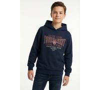Kapuzensweatshirt NAME IT "NKMVIANTON LS NREG SWEAT WH BRU", Jungen, Gr. 122/128, blau (navy blazer print:college), angeraute Sweatware, Obermaterial: 100% Baumwolle, bedruckt, unifarben, normal norma