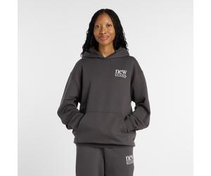 Kapuzensweatshirt NEW BALANCE, Damen, Gr. XXL, grau (faded schwarz), Obermaterial: 60% Baumwolle, 40% Polyester, normal, Rundhals, Sweatshirts, mit Kapuze, ohne Verschluss, aus Baumwolle und Polyester