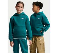 Kapuzensweatshirt NIKE SPORTSWEAR "K NSW CLUB FLC HDY LBR", Jungen, Gr. L (152/158), grün (bright spruce, weiß), angeraute Sweatware, Obermaterial: 80% Baumwolle, 20% Polyester, unifarben, Basic norma