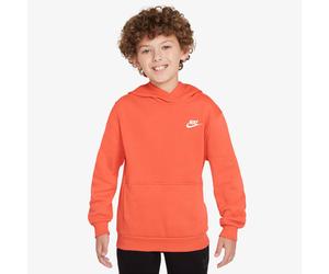 Kapuzensweatshirt NIKE SPORTSWEAR "K NSW CLUB FLC HDY LBR", Jungen, Gr. S (128/134), orange (turf orange), angeraute Sweatware, Obermaterial: 80% Baumwolle, 20% Polyester, unifarben, Basic normal, Run