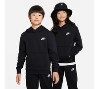 Kapuzensweatshirt NIKE SPORTSWEAR "K NSW CLUB FLC HDY LBR", Jungen, Gr. XS (116/122), schwarz-weiß (schwarz, weiß), angeraute Sweatware, Obermaterial: 80% Baumwolle, 20% Polyester, unifarben, Basic no