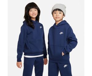 Kapuzensweatshirt NIKE SPORTSWEAR "K NSW CLUB FLC HDY LBR", Mädchen, Gr. M (140/146), blau (midnight navy, weiß), Sweatware, Obermaterial: 80% Baumwolle, 20% Polyester, unifarben, Basic hüftbedeckend,
