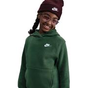 Kapuzensweatshirt NIKE SPORTSWEAR "K NSW CLUB FLC HDY LBR", Mädchen, Gr. S, fir, weiß, Sweatware, Obermaterial: 80% Baumwolle, 20% Polyester, unifarben, Basic hüftbedeckend, Rundhals, angesetztes Bünd