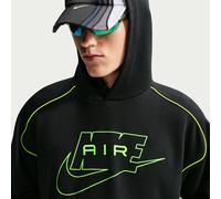 Kapuzensweatshirt NIKE SPORTSWEAR "M NK AIR PO HDY", Herren, Gr. XL, schwarz, volt, volt, Jersey, Obermaterial: 80% Baumwolle, 20% Polyester, kontrastfarbene Details, unifarben, Basic normal, Rundhals
