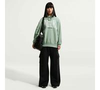 Kapuzensweatshirt NIKE SPORTSWEAR "W NSW PHNX FLC OS GFX HDY", Damen, Gr. XXL, grün (steam, schwarz), Obermaterial: 80% Baumwolle, 20% Polyester. Futter: 100% Baumwolle, normal, Rundhals, Sweatshirts,