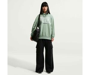Kapuzensweatshirt NIKE SPORTSWEAR "W NSW PHNX FLC OS GFX HDY", Damen, Gr. XXL, steam, schwarz, Obermaterial: 80% Baumwolle, 20% Polyester. Futter: 100% Baumwolle, normal, Rundhals, Sweatshirts, mit Ko