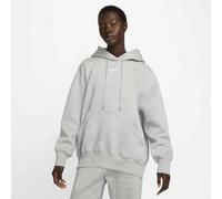 Kapuzensweatshirt NIKE SPORTSWEAR "W NSW PHNX FLC OS PO HOODIE", Damen, Gr. L, grau (dk grau heather, sail), Obermaterial: 80% Baumwolle, 20% Polyester, normal, Rundhals, Sweatshirts, mit Kängurutasch