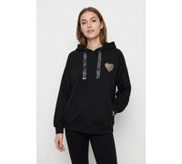 Kapuzensweatshirt ONLY CARMAKOMA "CARMELANIE L/S HOODIE JRS", Damen, Gr. S, schwarz print:wild heart, Sweatware, Obermaterial: 50% Viskose, 42% Polyester, 8% Elasthan, bedruckt, regular fit normal, oh