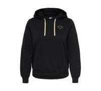 Kapuzensweatshirt ONLY CARMAKOMA "CARNOLI L/S HEART HOOD SWT NOOS", Damen, Gr. L, schwarz detail:gold string, heart emb, Sweatware, Obermaterial: 60% Baumwolle, 40% Polyester, unifarben, regular fit n