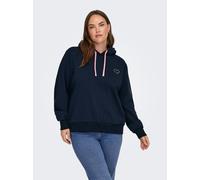 Kapuzensweatshirt ONLY CARMAKOMA "CARNOLI L/S HEART HOOD SWT NOOS", Damen, Gr. M, night sky detail:rose gold strings, heart emb, Sweatware, Obermaterial: 60% Baumwolle, 40% Polyester, bedruckt, unifar