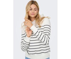 Kapuzensweatshirt ONLY "ONLADELLE L/S STRIPE HOOD SWT", Damen, Gr. XL, cloud dancer stripes:navy blazer, emb. heart (gold), Sweatware, Obermaterial: 60% Baumwolle, 40% Polyester, gestreift, bequem nor