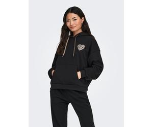 Kapuzensweatshirt ONLY "ONLDAZE L/S ANIMAL HOODIE DETAILS CS SWT", Damen, Gr. L, schwarz print:zas zebra, detail gold glitter, Sweatware, Obermaterial: 60% Baumwolle, 40% Polyester, unifarben mit Farb