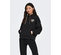 Kapuzensweatshirt ONLY "ONLDAZE L/S ANIMAL HOODIE DETAILS CS SWT", Damen, Gr. XL, schwarz print:zas zebra, detail gold glitter, Sweatware, Obermaterial: 60% Baumwolle, 40% Polyester, unifarben mit Far